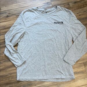 Hurley Gray Long Sleeve Tee Soft Cotton Crew mens Lrg